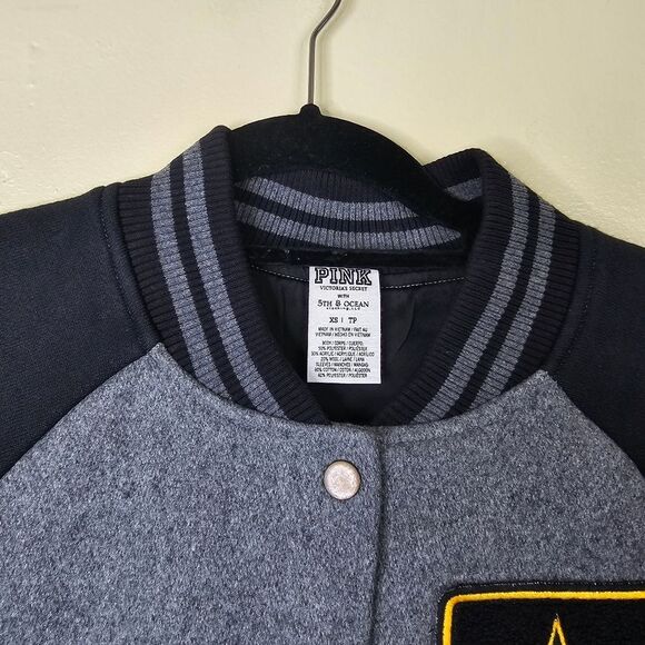 Victorias Secret Pink GRAPHIC US ARMY Bomber Varsity Jacket Coat size XS - Picture 2 of 8